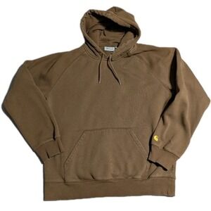Carhartt WIP Hooded Chase Sweatshirt Brown Pullover Hoodie Men's Large